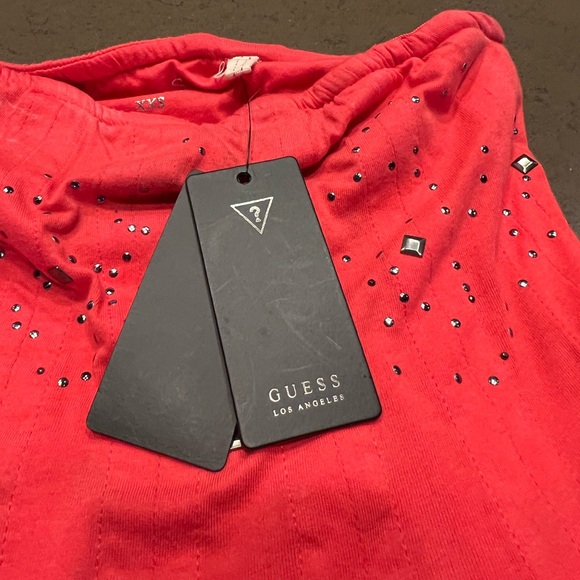NWT GUESS STRAPLESS STUDDED PEPLUM TUBE TOP Sz: XXS - Picture 8 of 9